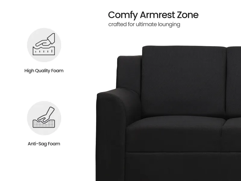 Erica Upholstered 3 Seater Sofa in Charcoal Color